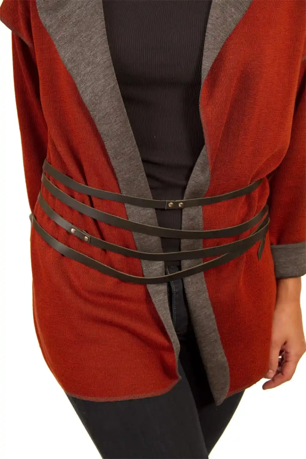 Black Wrap Belt - Four-Wrap Cowhide with Steel Ball Snap