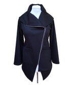 Black Asymmetrical Moto Jacket with Silver Zip - Edgy Style