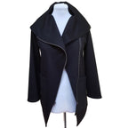 Black Asymmetrical Moto Jacket with Silver Zip - Edgy Style