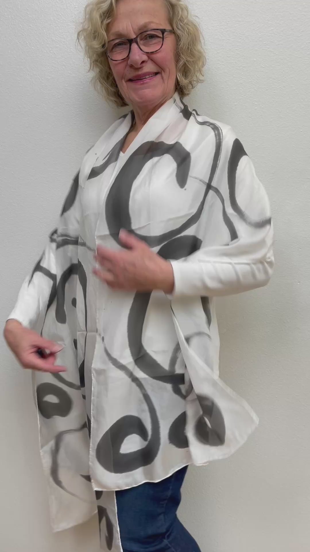 Hand painted silk scarf