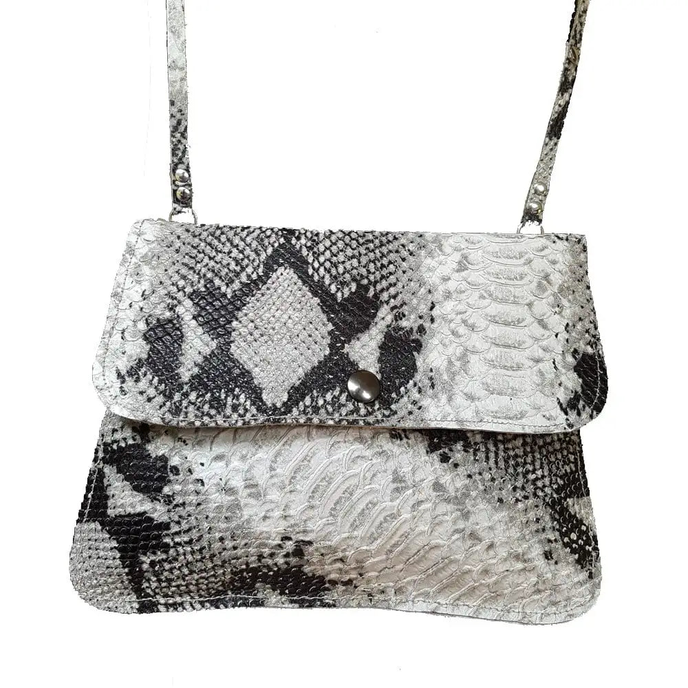 Snake Embossed Crossbody Cowhide Purse
