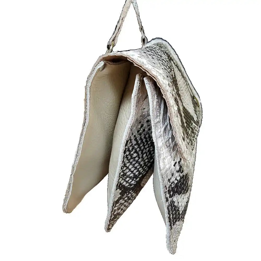 Snake Embossed Crossbody Cowhide Purse